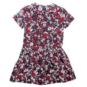 Brooks Brothers Kids Girl Floral Dress Size 5 Short Sleeve Back Zip Red Navy